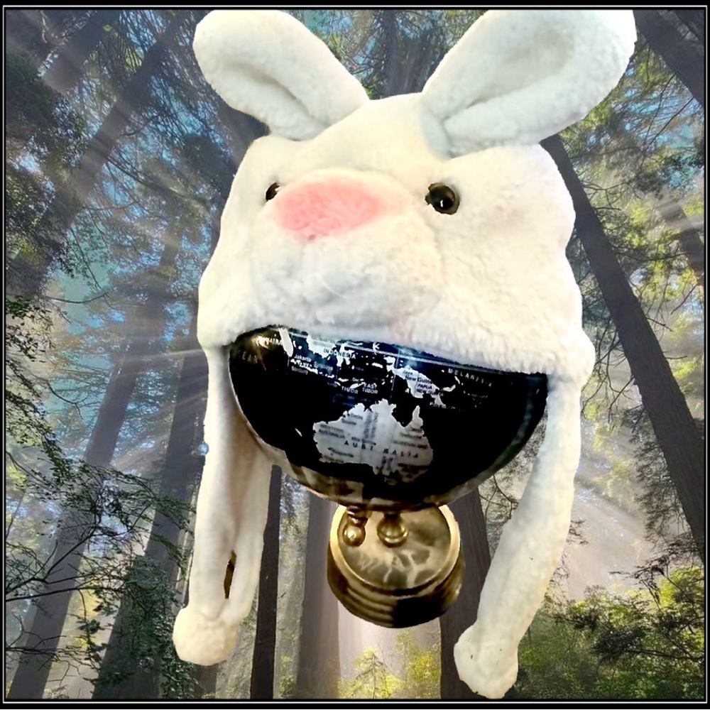Cute White Bunny Hat with Pink Nose